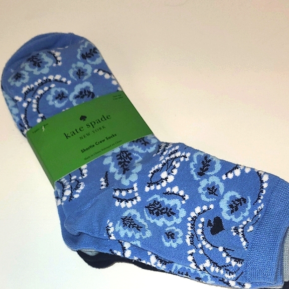 kate spade Accessories - Kate Spade Blue Patterned Crew Socks Three Pairs